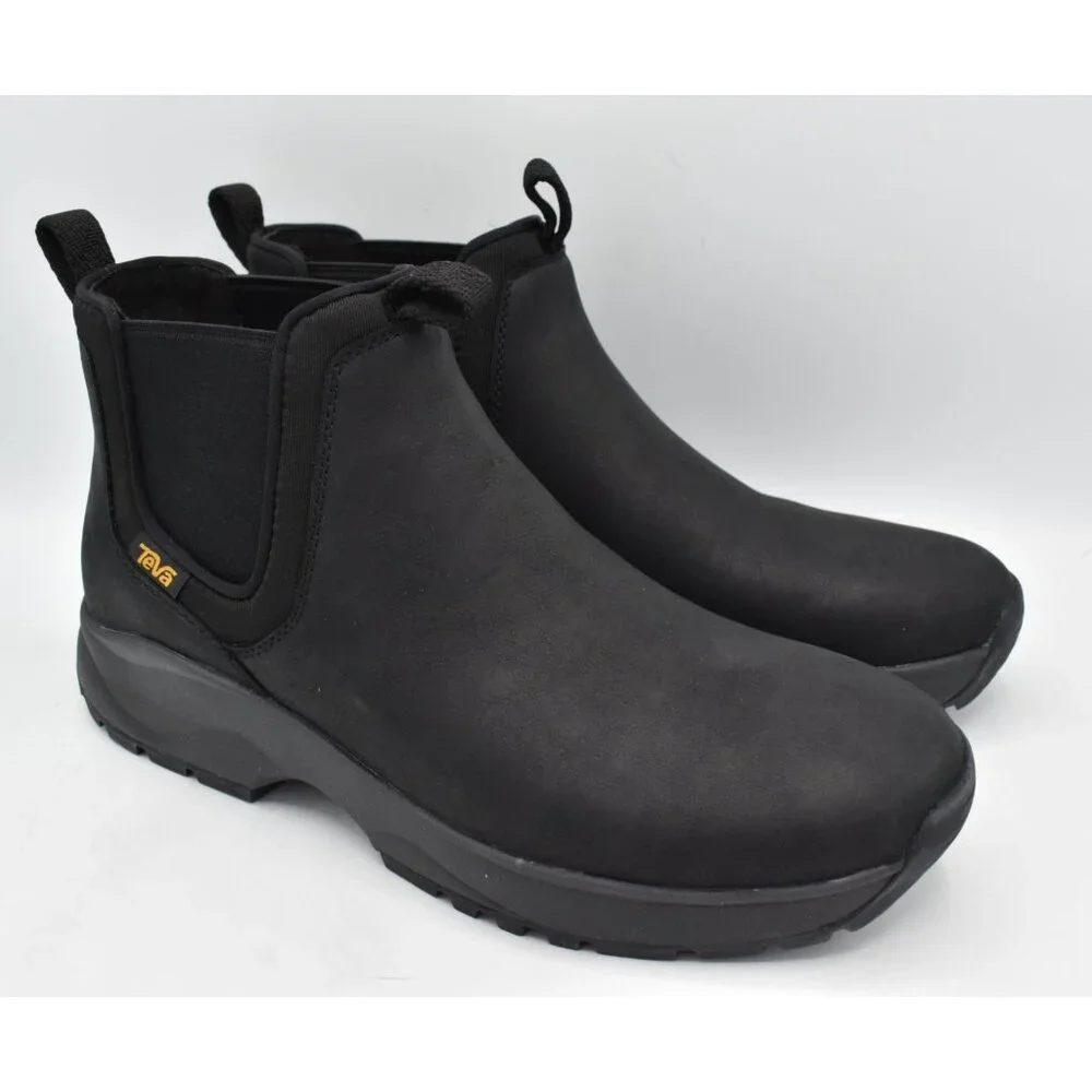 Teva Mens Size 8.5 Tusayan‎ Black leather Pull On Water Resistant Chelsea Boots